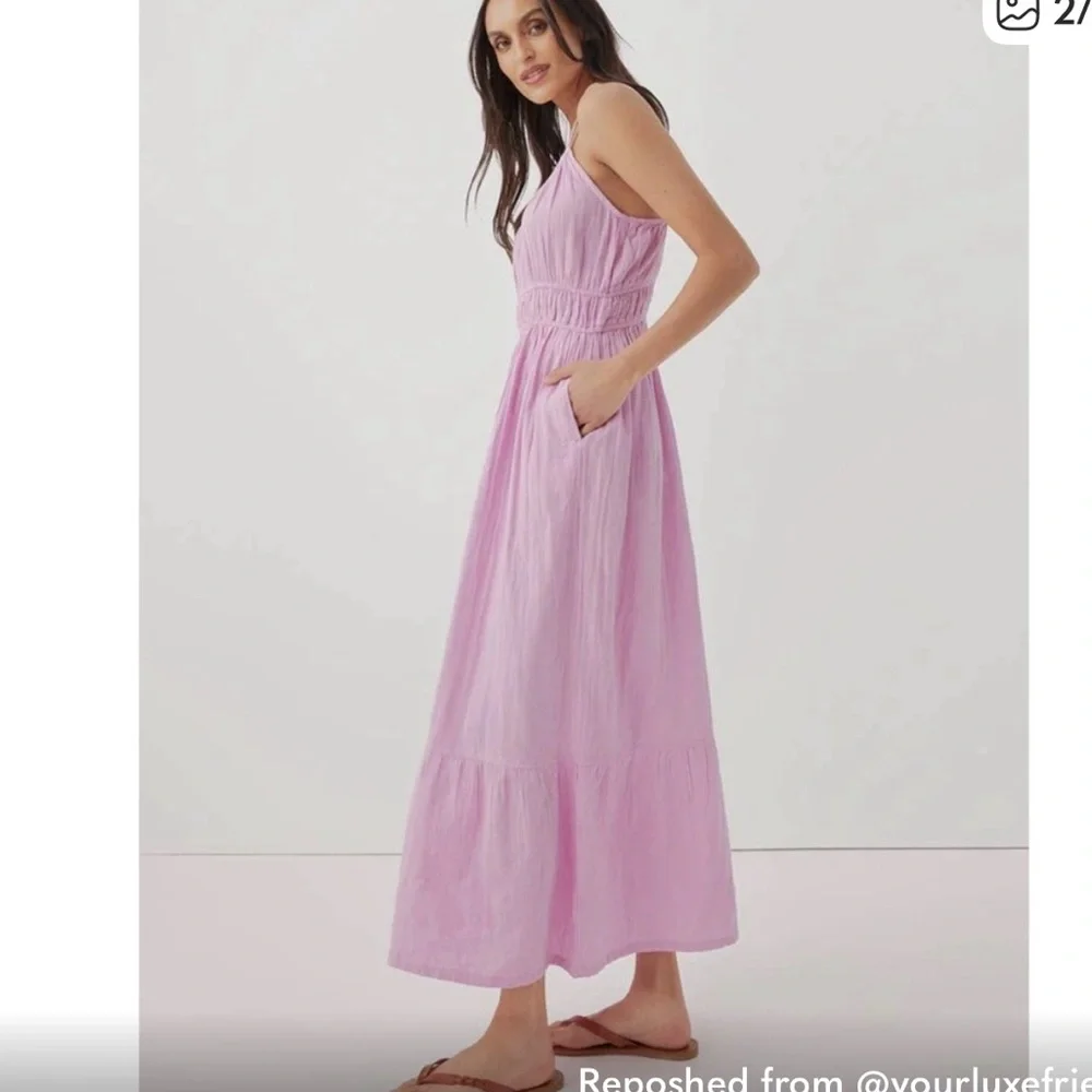 Pact Coastal Double Gauze Cami Maxi Dress in Lilac Pink Size XS - Picture 2 of 7